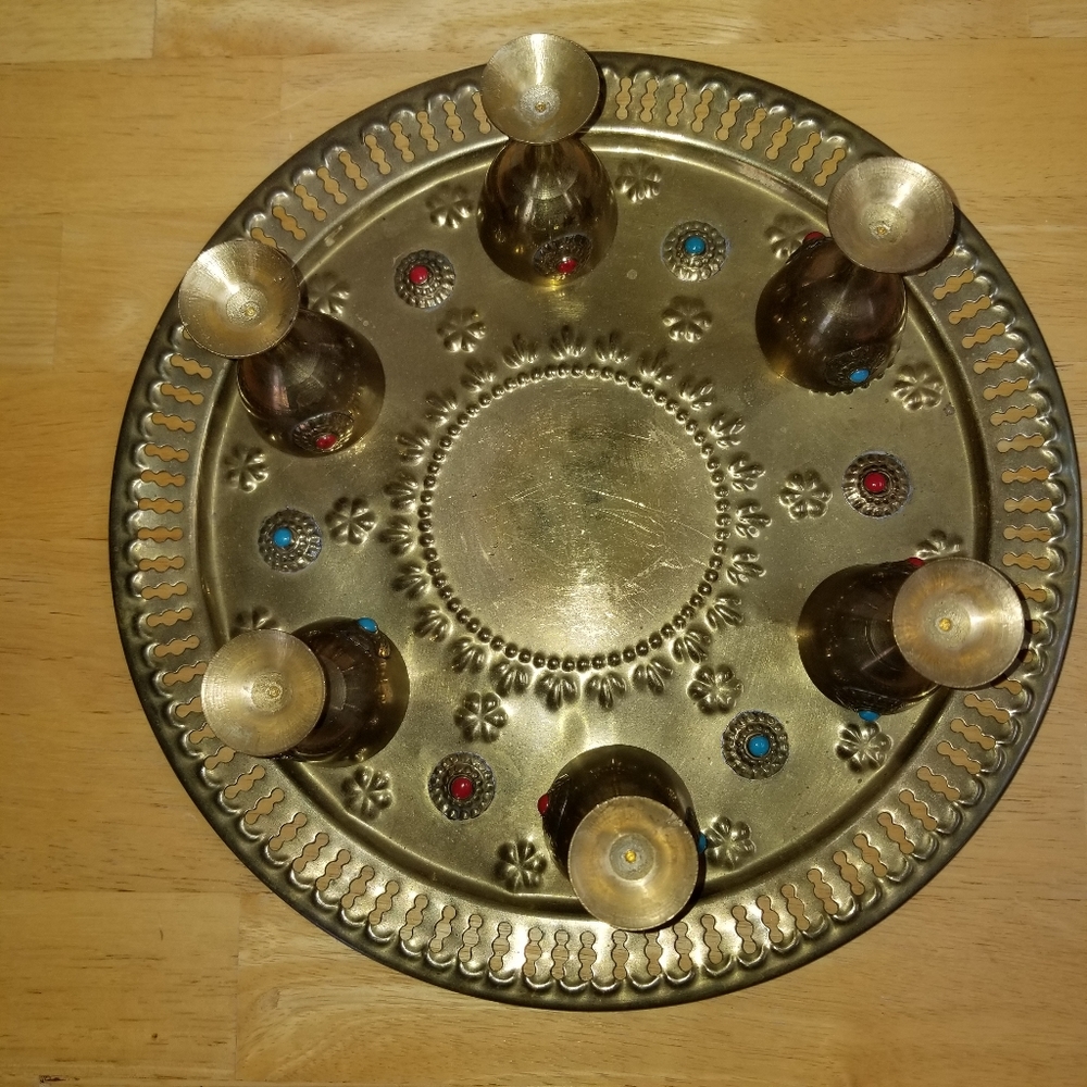 🔻REDUCED❣ #1099 8 pcs Morocco Wine Tea Coffe brass stone set - Picture 8 of 16